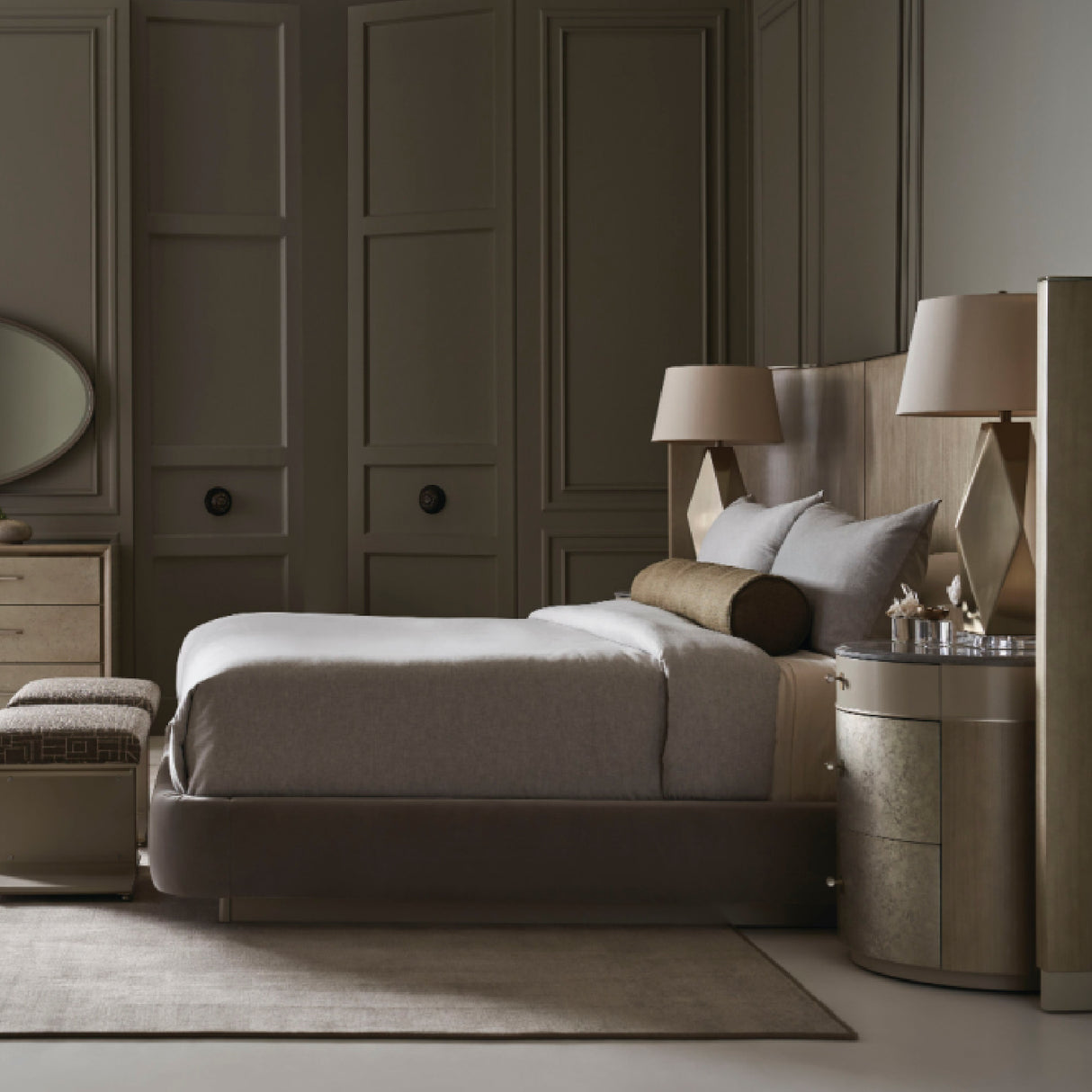 Gray Minimalist Winged Bed – Dream Chaser – angled view