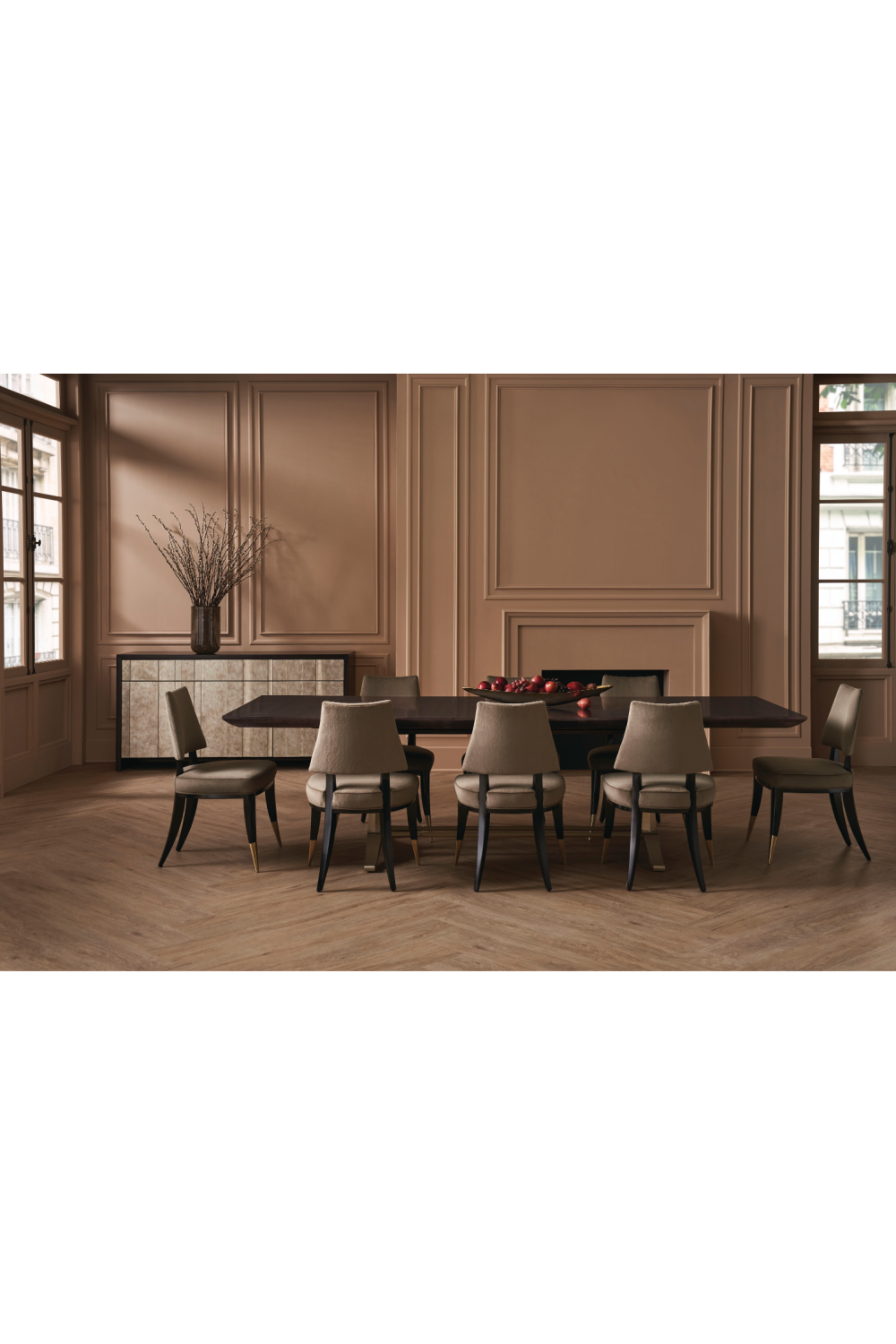 Taupe Velvet Dining Chair | Caracole Caress | Oroa.com