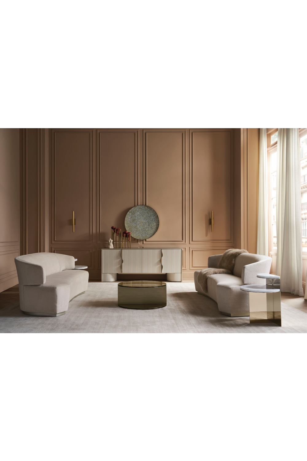 Gold Semi-Circle Cocktail Table | Caracole All Together | Oroa.com