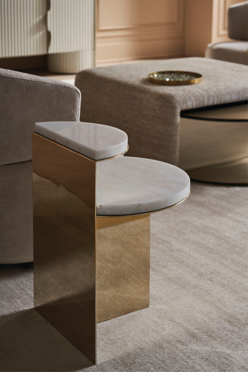 Gold Semi-Circle Cocktail Table | Caracole All Together | Oroa.com