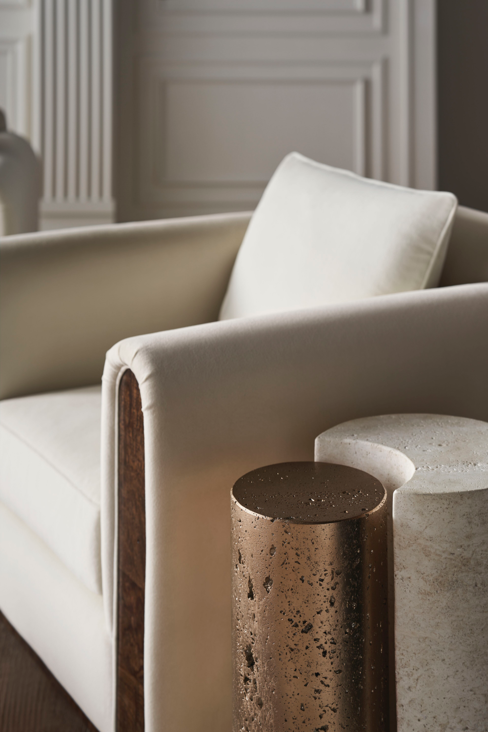 Travertine Modern End Table | Caracole Sun And Moon | Oroa.com