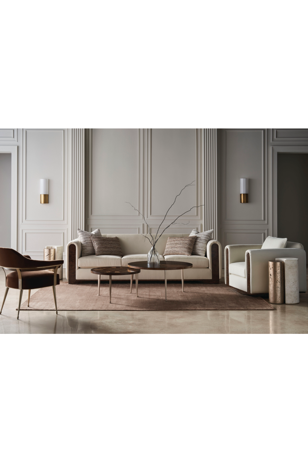 Travertine Modern End Table | Caracole Sun And Moon | Oroa.com
