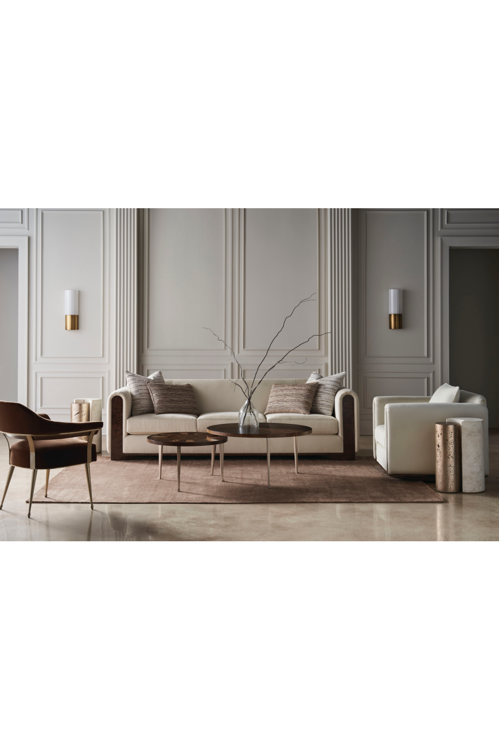 Travertine Modern End Table | Caracole Sun And Moon | Oroa.com