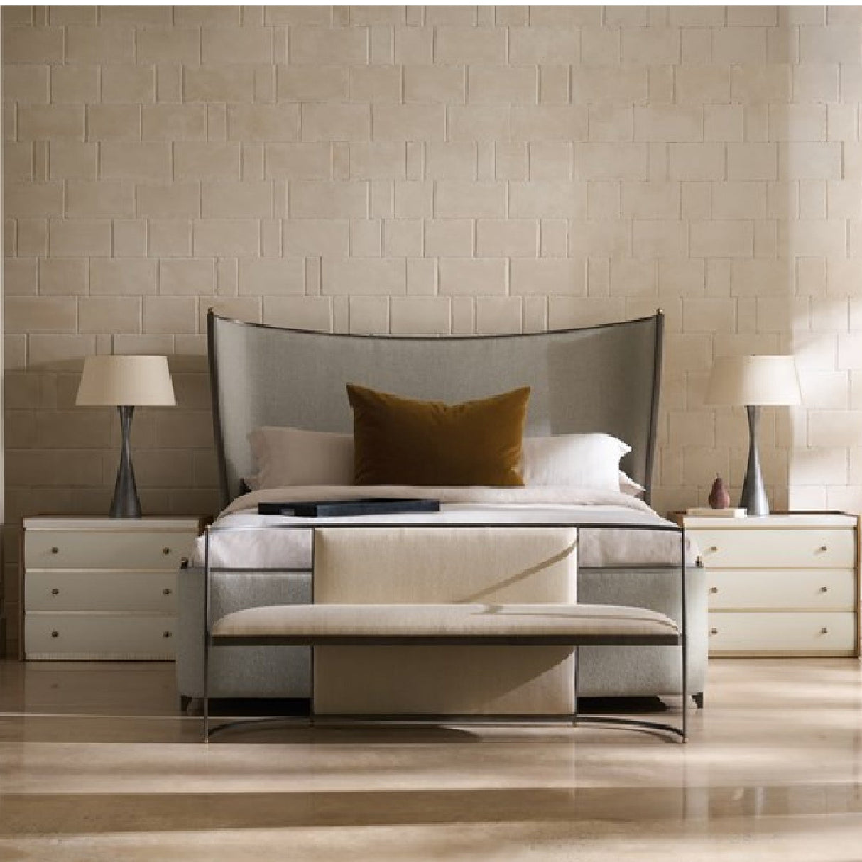 Sycamore Panel 3-Drawer Nightstand – Avignon – angled view