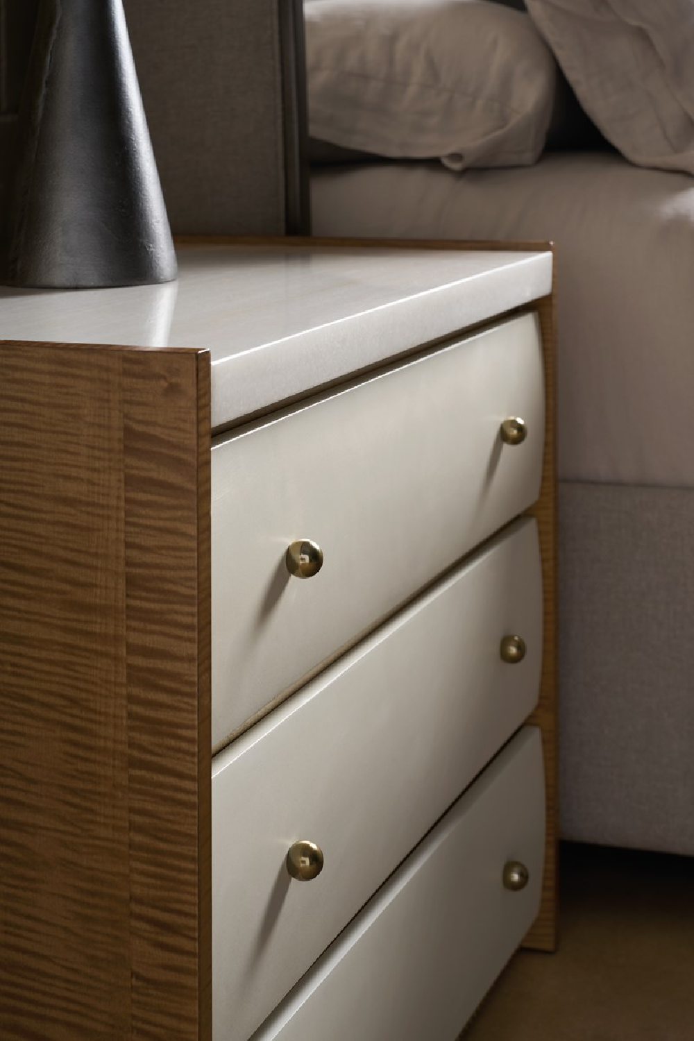 Sycamore Panel 3-Drawer Nightstand | Oroa.com
