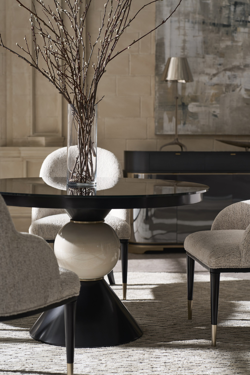 Black Glass Dining Table | Caracole Chalice | Oroa.com