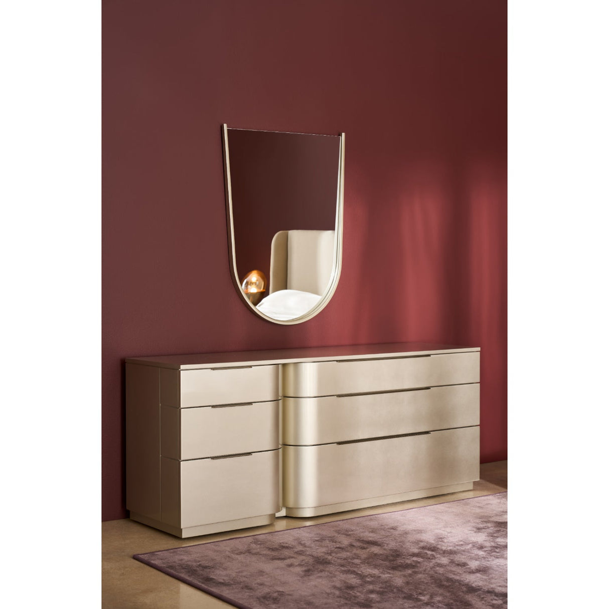 Silver Arched Mirror – Oblique – rear view