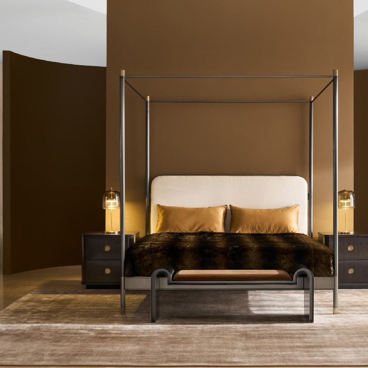 Brown Wooden Nightstand – Bachelor – angled view