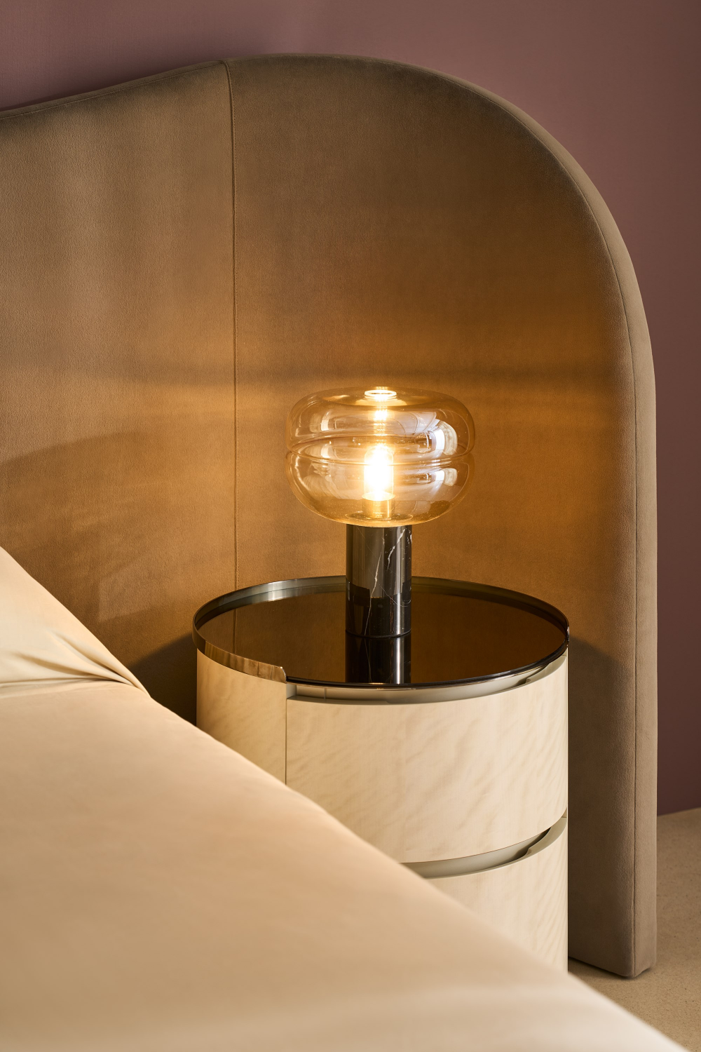 Taupe Velvet Bed | Caracole Clio | Oroa.com