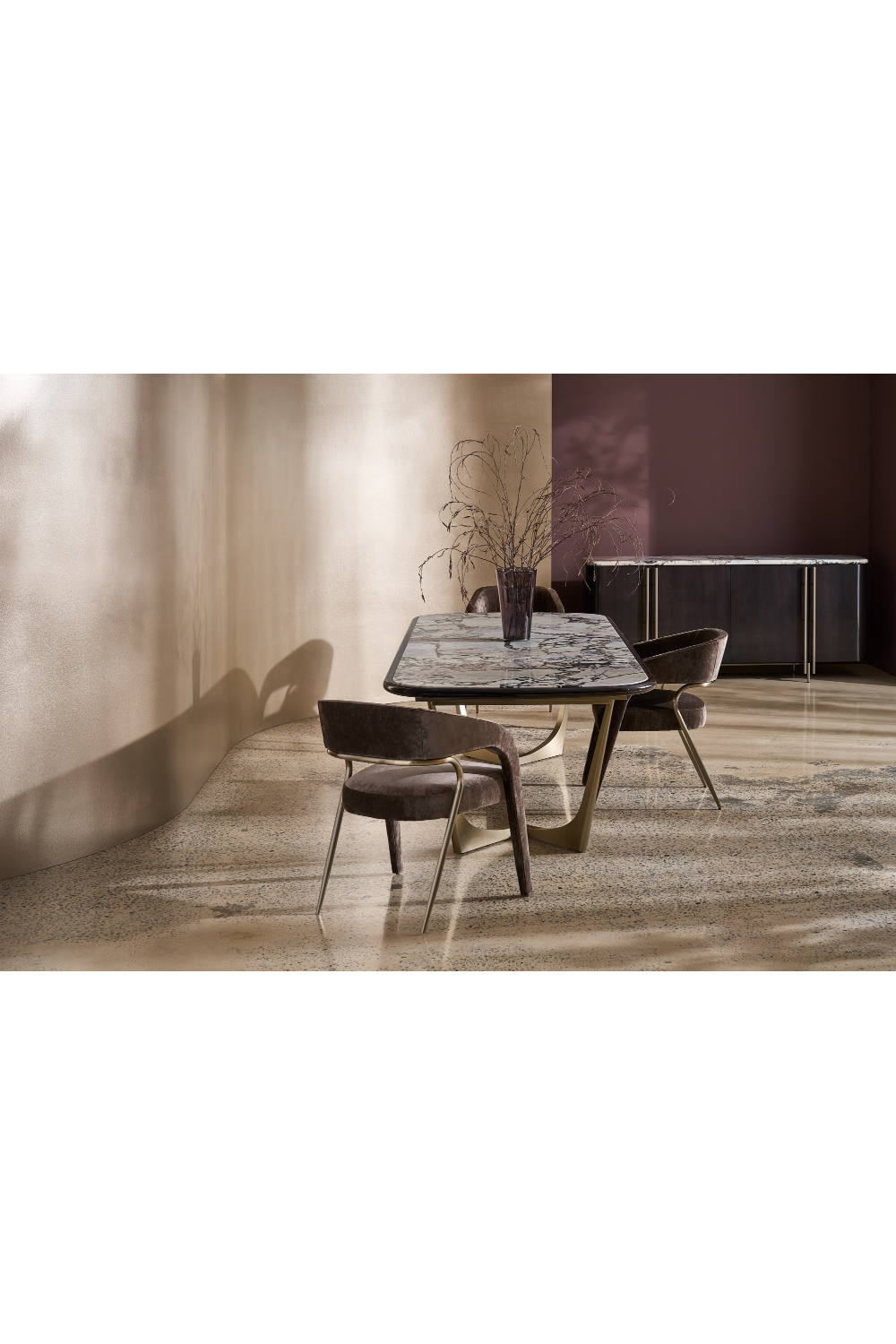Glossy Stone Dining Table | Caracole Vena | Oroa.com