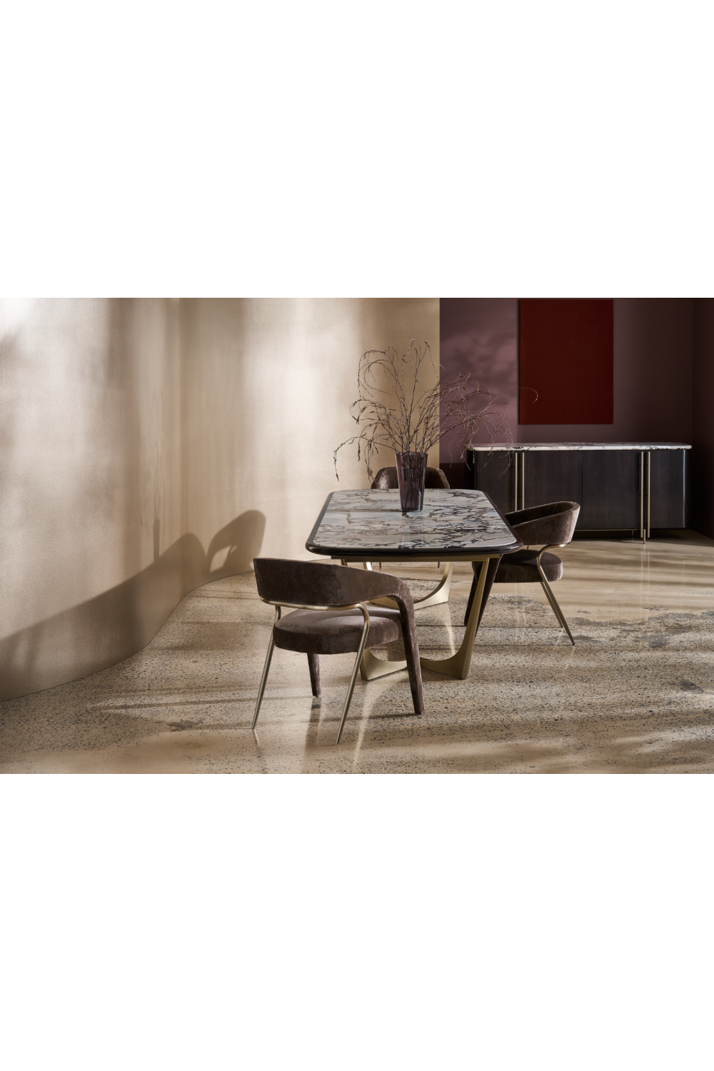 Open-Back Velvet Dining Chair | Caracole Gazelle | Oroa.com