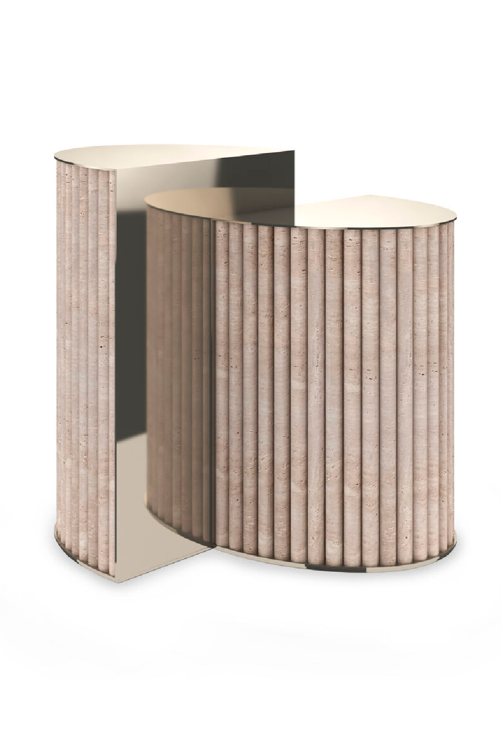 Modern European furniture - Ribbed Travertine Side Table - www.oroa.com