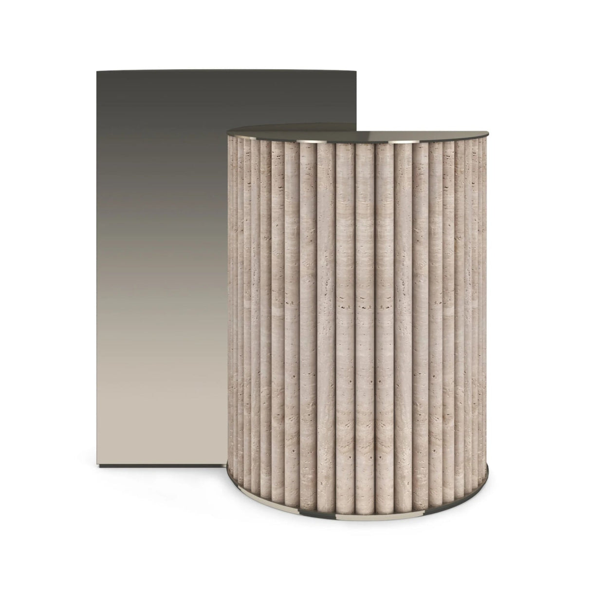 Modern European furniture - Ribbed Travertine Side Table - www.oroa.com