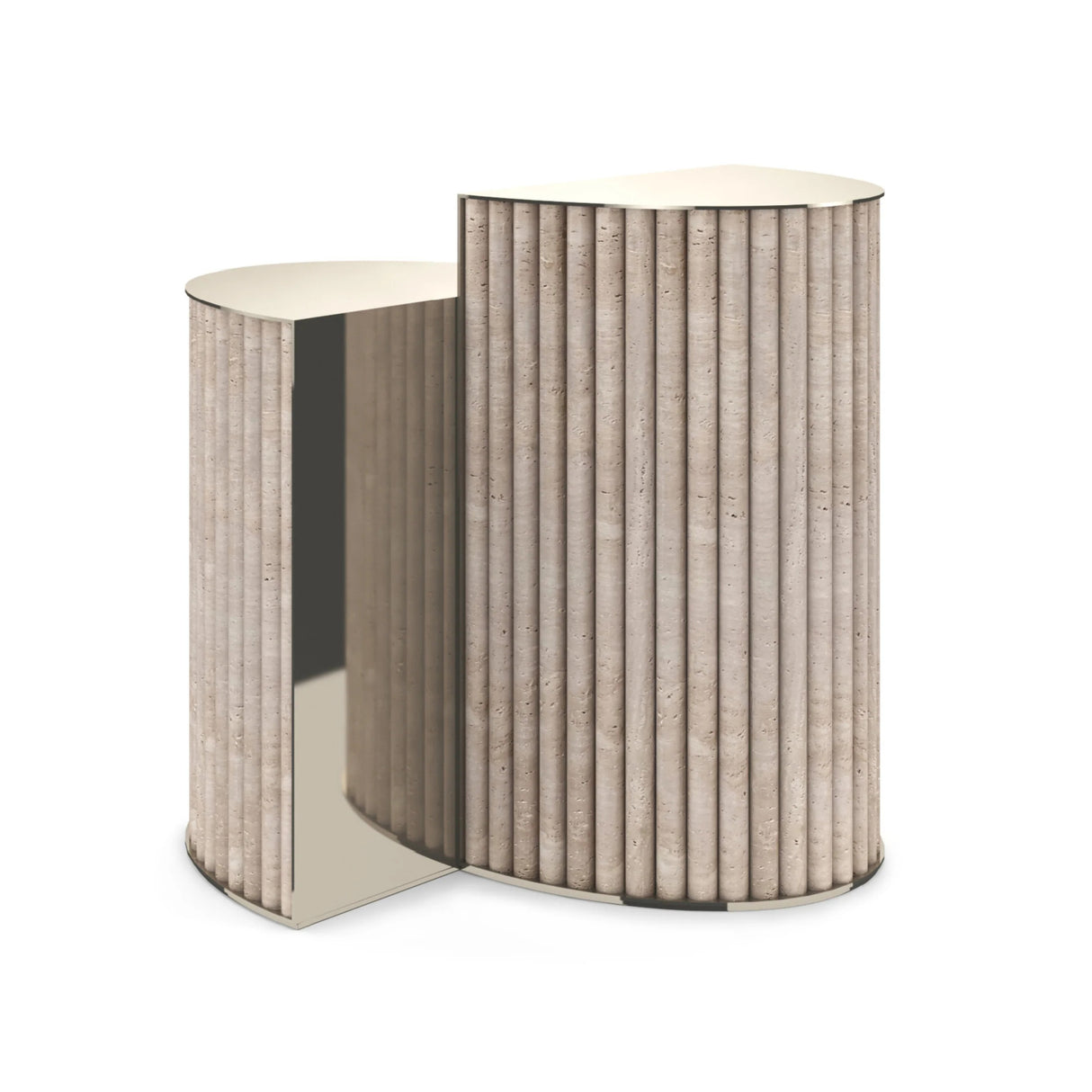 Modern European furniture - Ribbed Travertine Side Table - www.oroa.com | Oroa.com