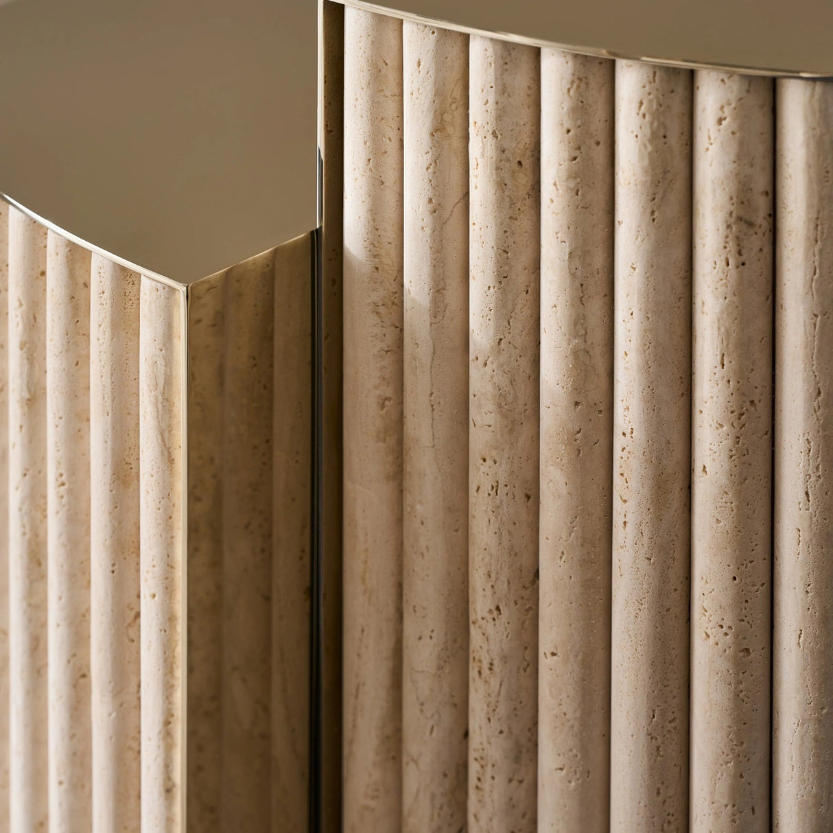 Modern European furniture - Ribbed Travertine Side Table - www.oroa.com