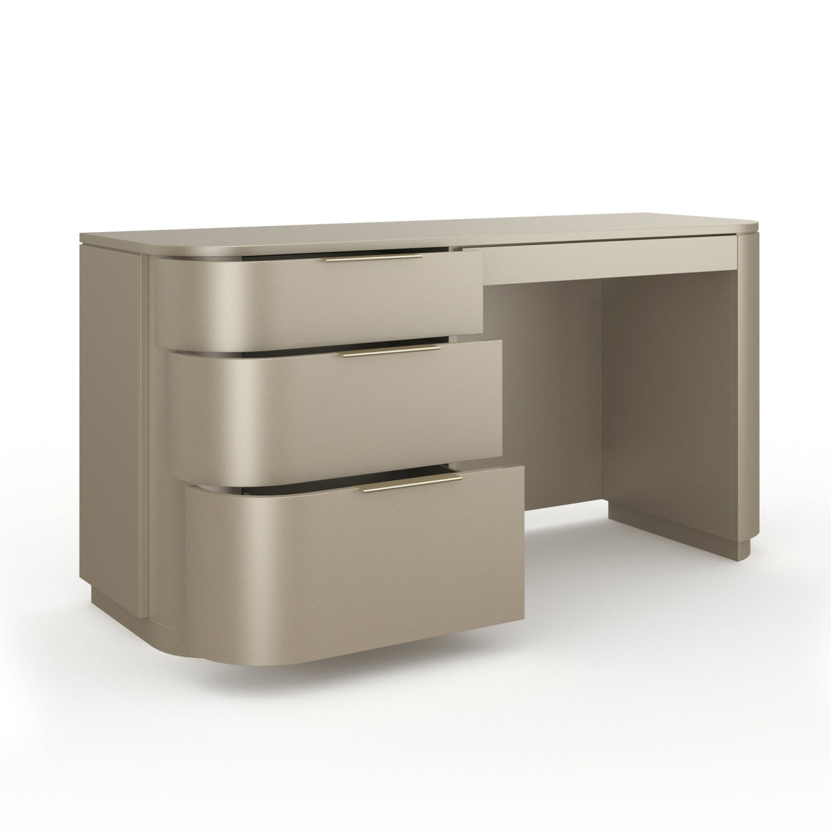 Silver 3-Drawer Desk – Oblique – side view