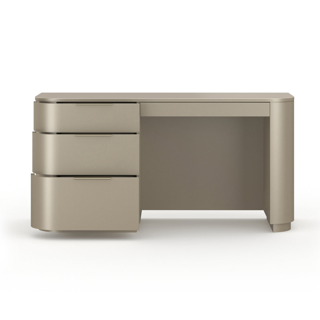 Silver 3-Drawer Desk – Oblique – rear view