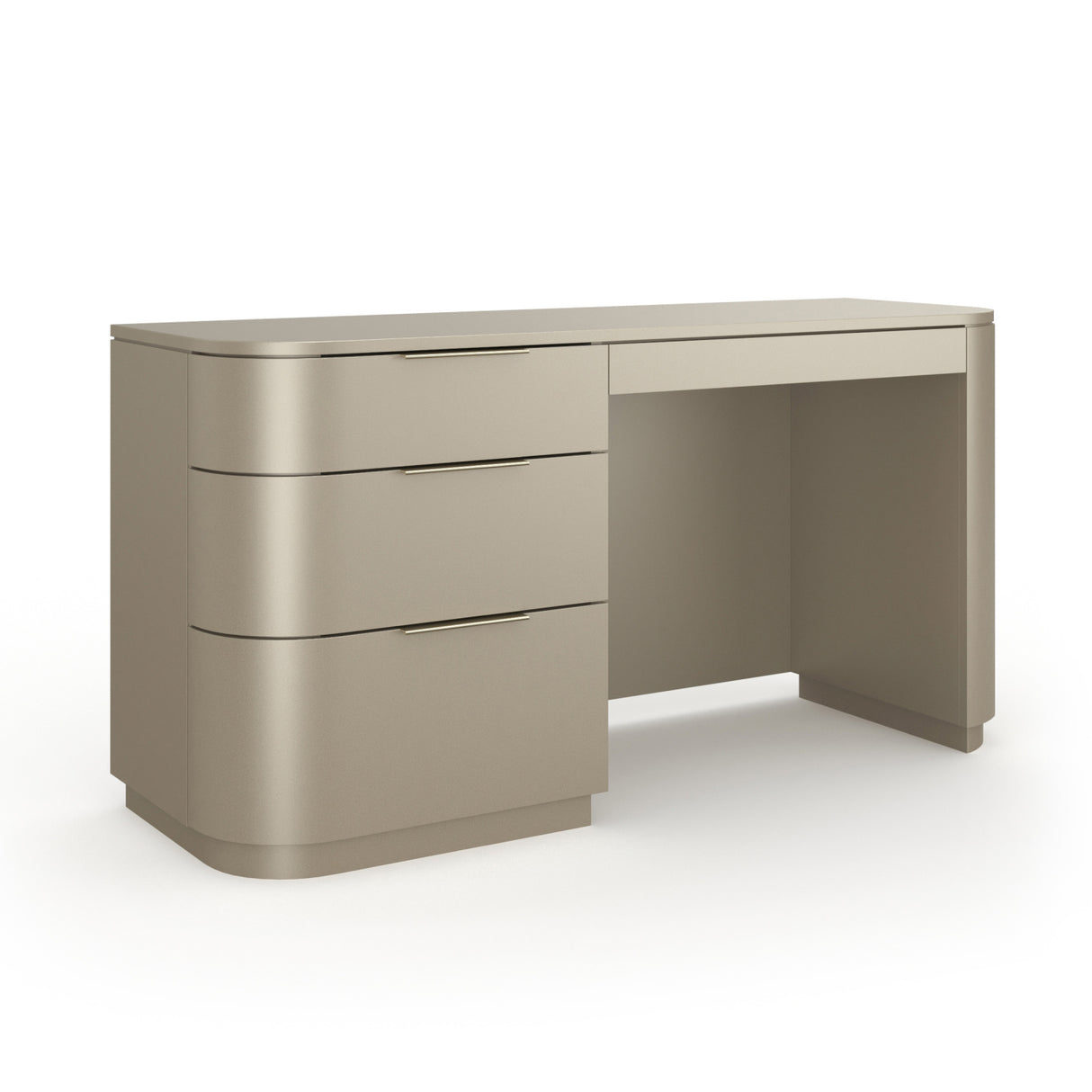 Silver 3-Drawer Desk – Oblique – front view