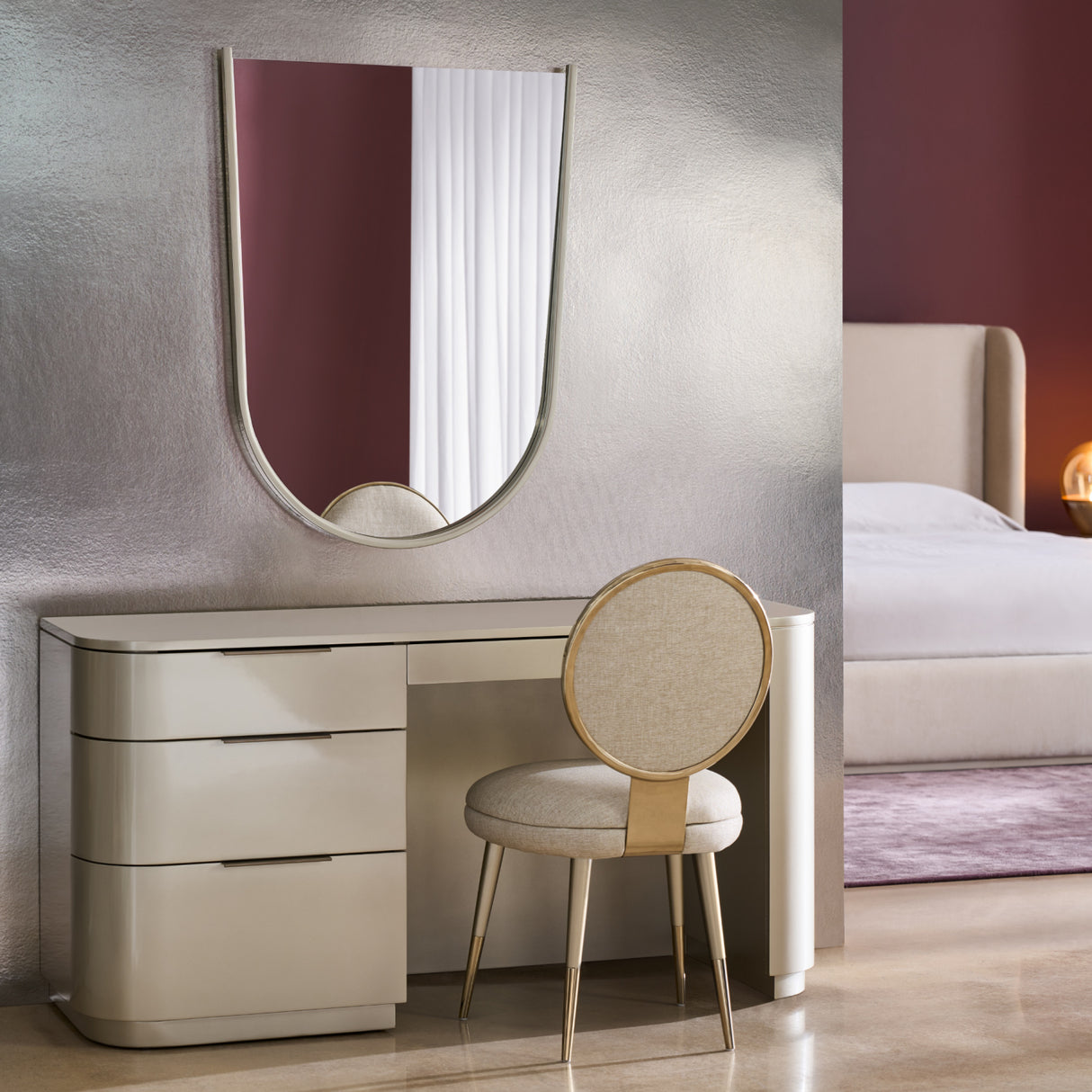 Silver 3-Drawer Desk – Oblique – angled view