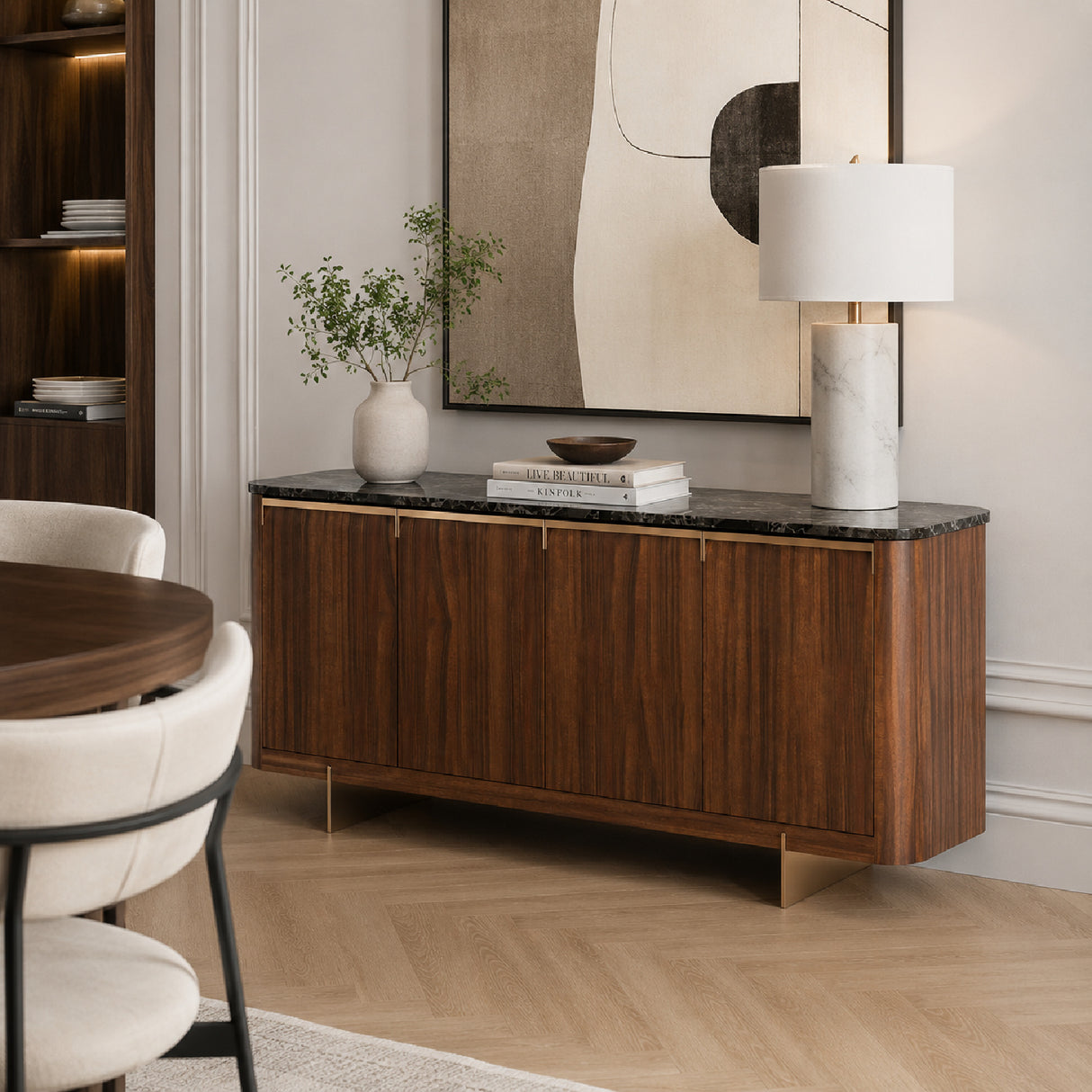 Smoked Walnut 4-Door Sideboard | Oroa.com
