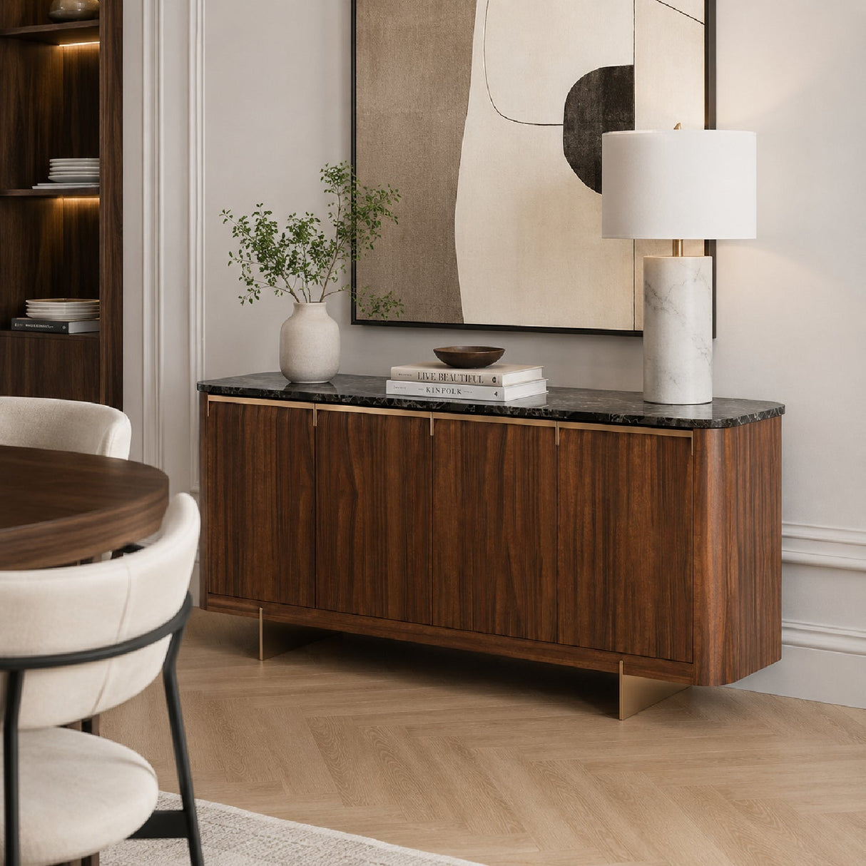 Smoked Walnut 4-Door Sideboard – Altura – angled view