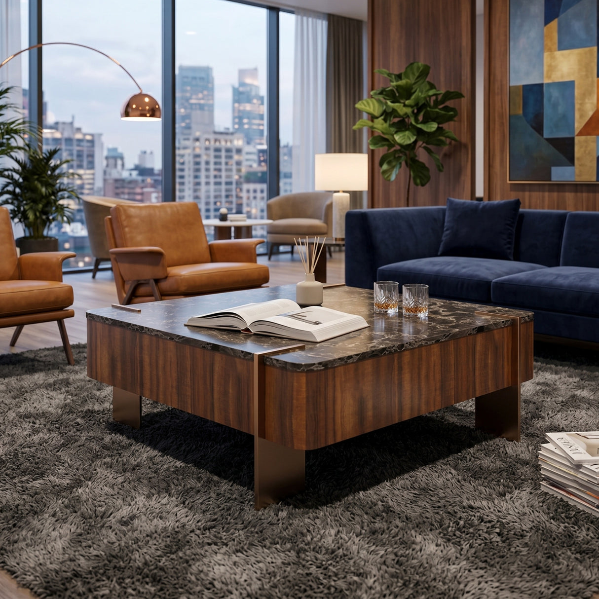 Square Walnut Cocktail Table | Oroa.com