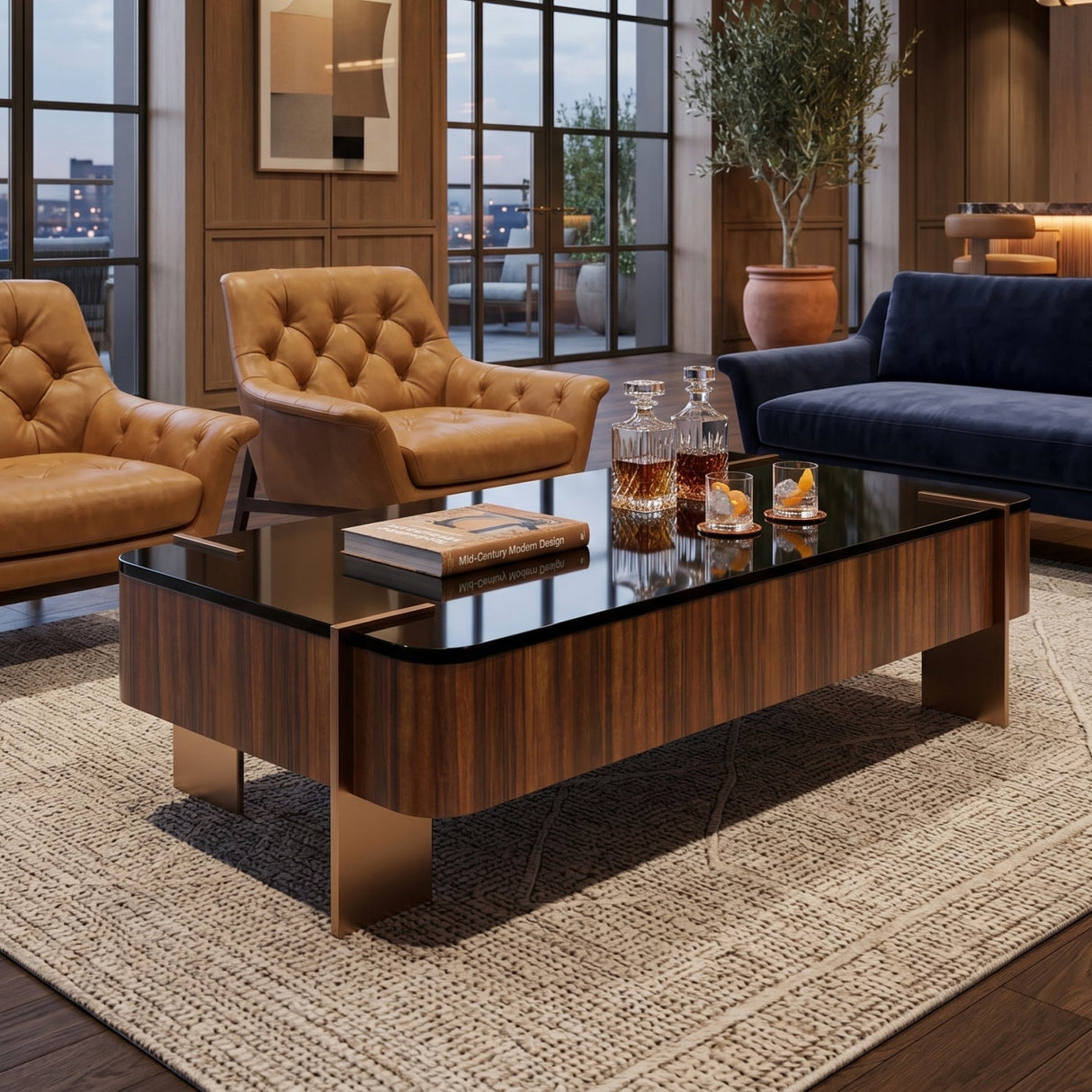 Rectangular Walnut Cocktail Table – Altura – angled view