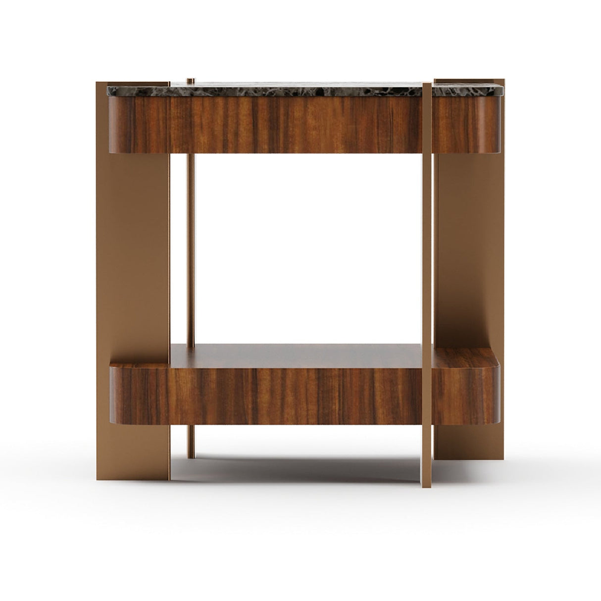 Smoked Walnut Square Side Table – Altura – front view