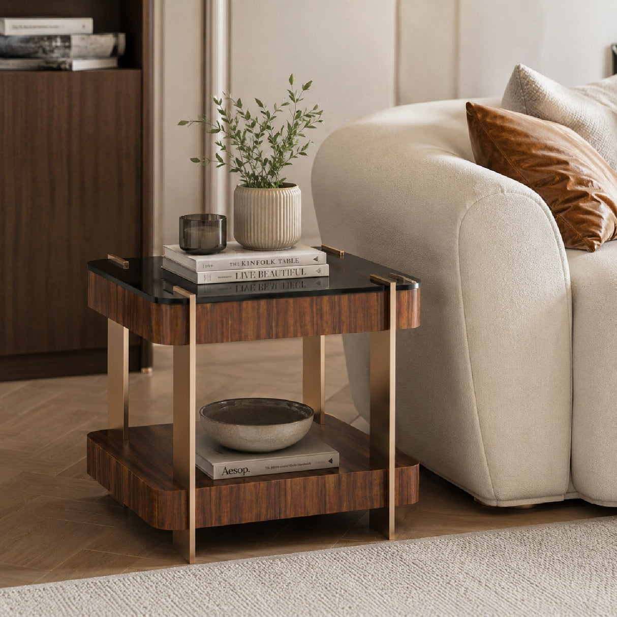 Smoked Walnut Square Side Table – Altura – alternate view 8