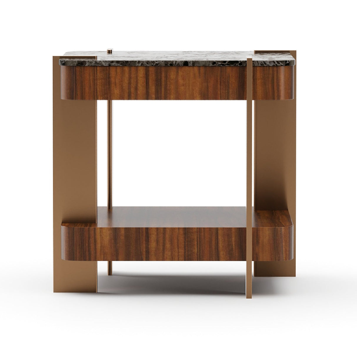 Smoked Walnut Square Side Table – Altura – rear view