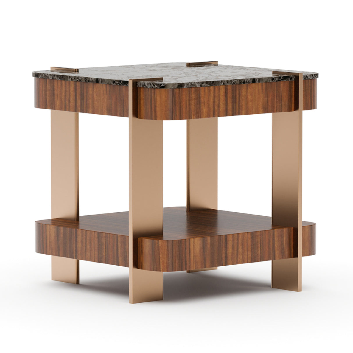 Smoked Walnut Square Side Table – Altura – side view