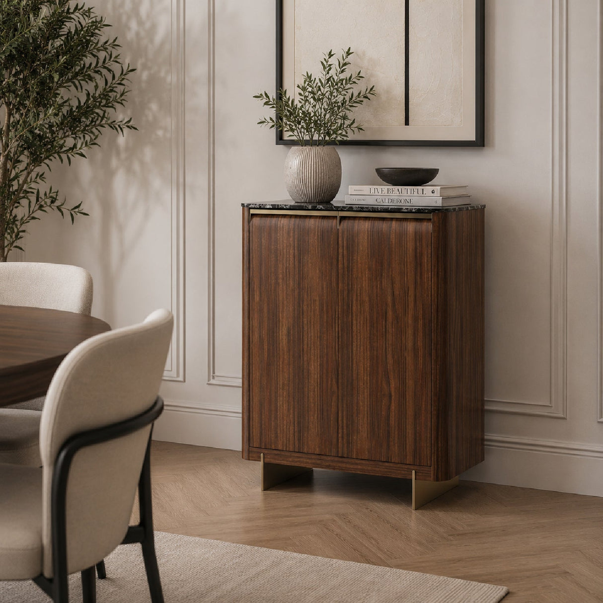Smoked Walnut 2-Door Cabinet – Altura – angled view