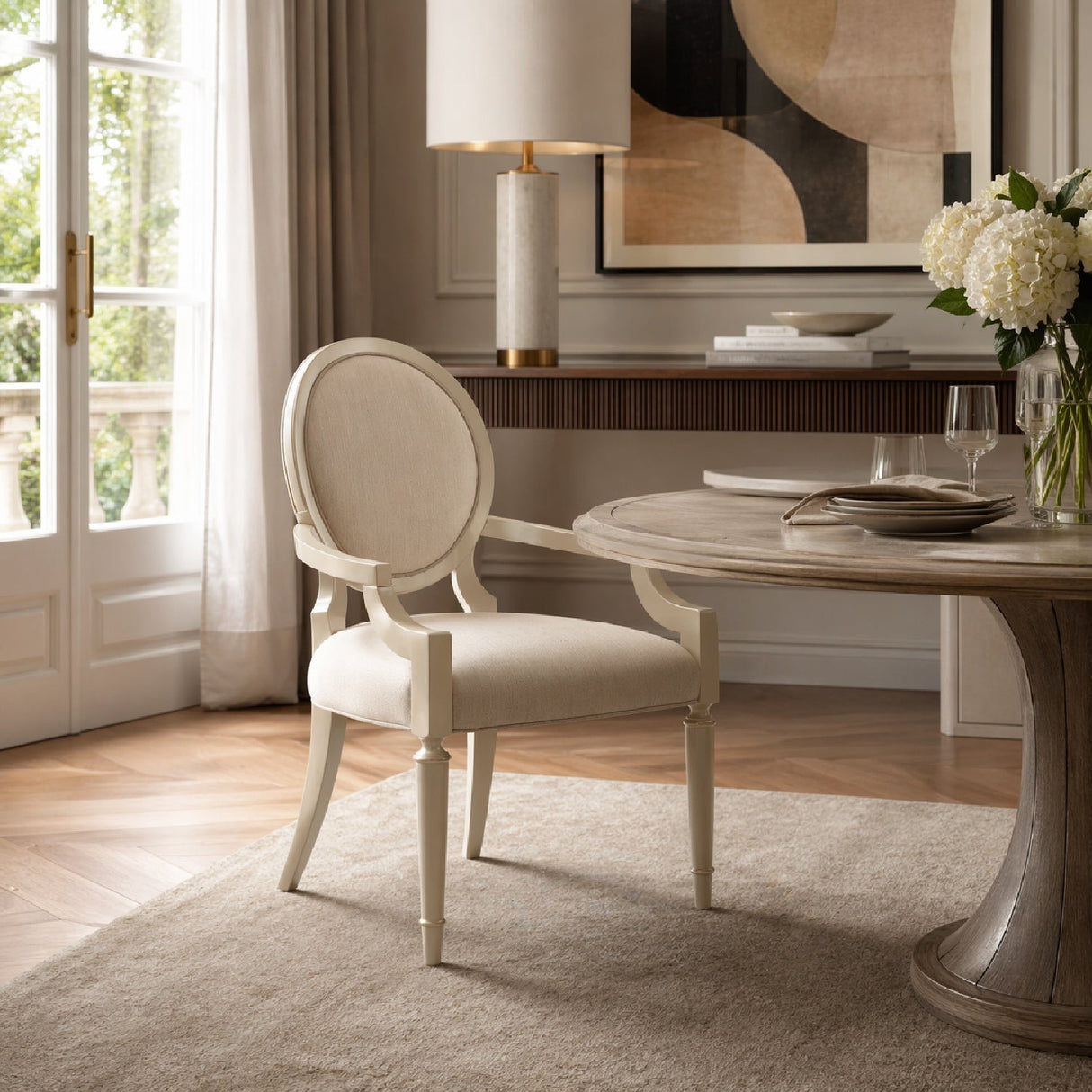 Modern furniture - White Round-Back Dining Chairs (2) - www.oroa.com
