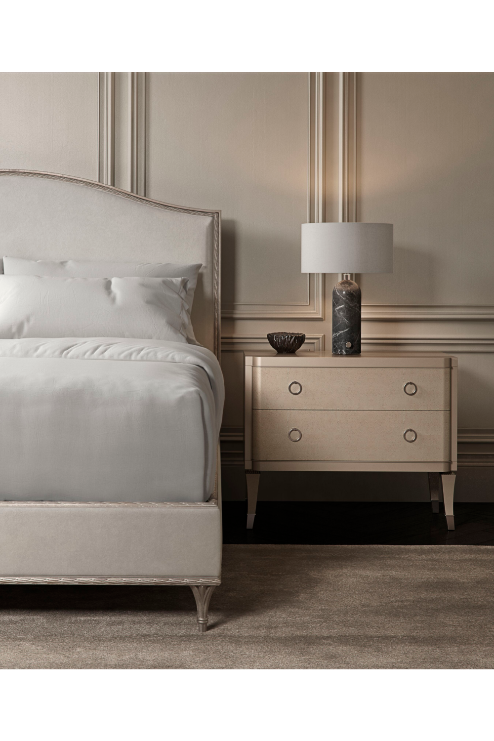 Soft Metallic 2-Drawer Nightstand | Caracole Perfect Match | Oroa.com