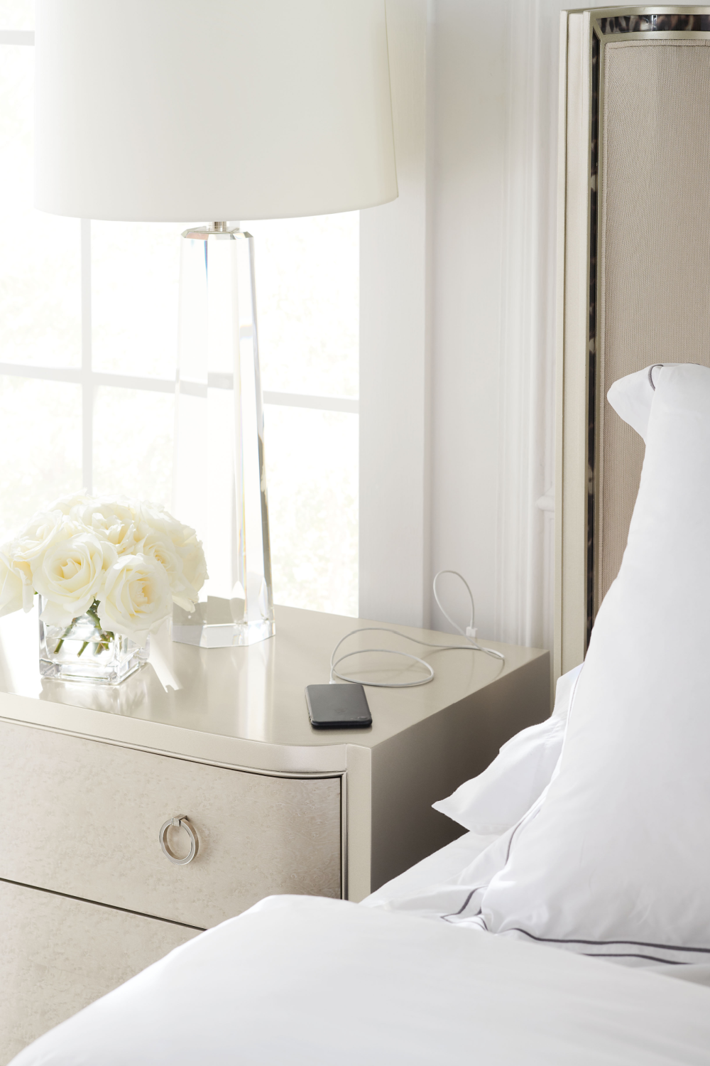 Soft Metallic 2-Drawer Nightstand | Caracole Perfect Match | Oroa.com