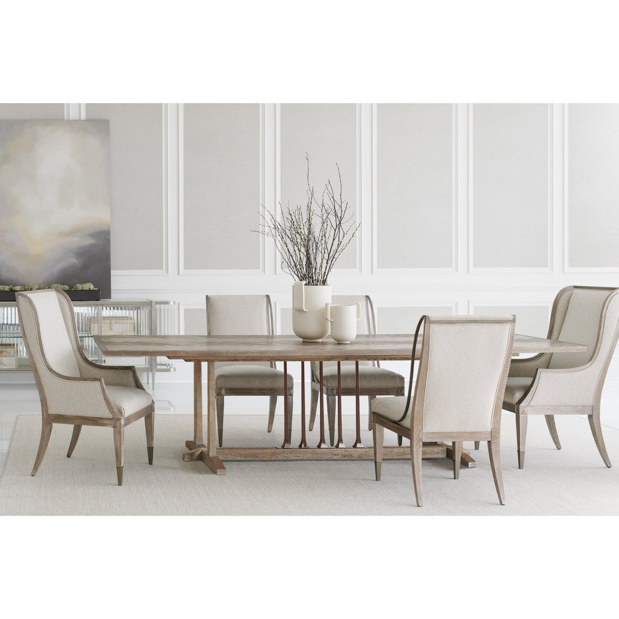 Ash Driftwood Extendable Dining Table – Family Gathering – angled view