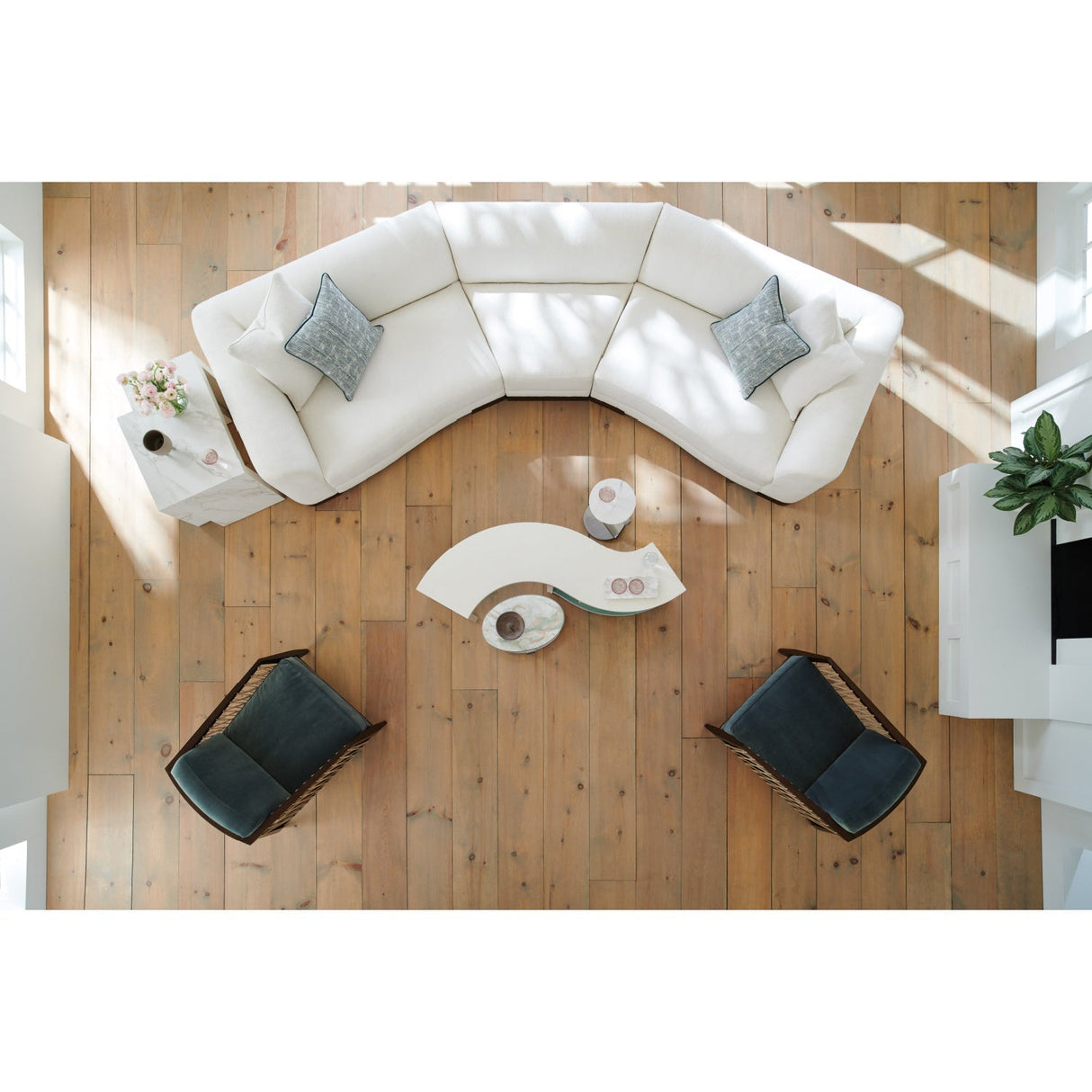 White S-Shaped Cocktail Table – Over Flow – alternate view 7