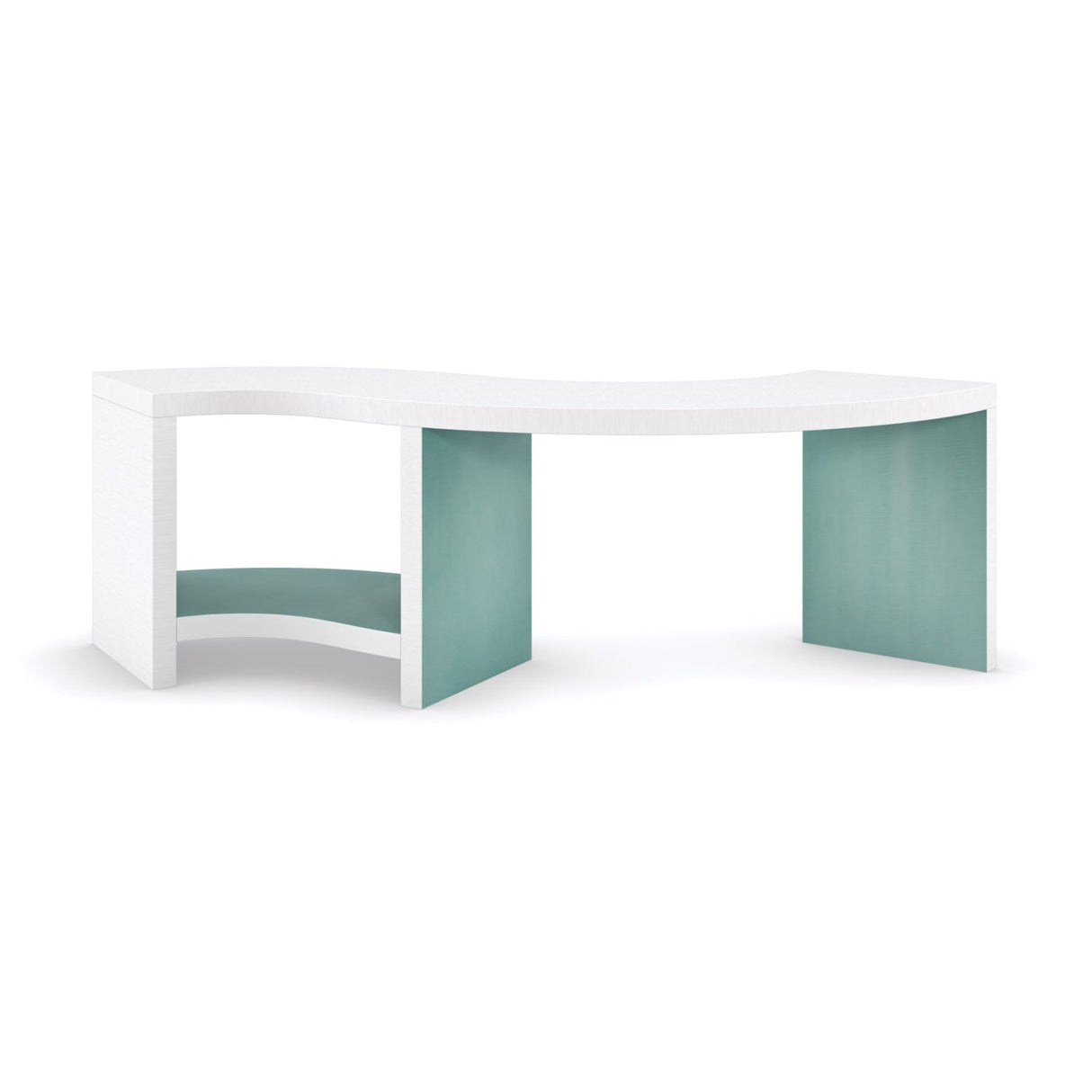 White S-Shaped Cocktail Table – Over Flow – side view