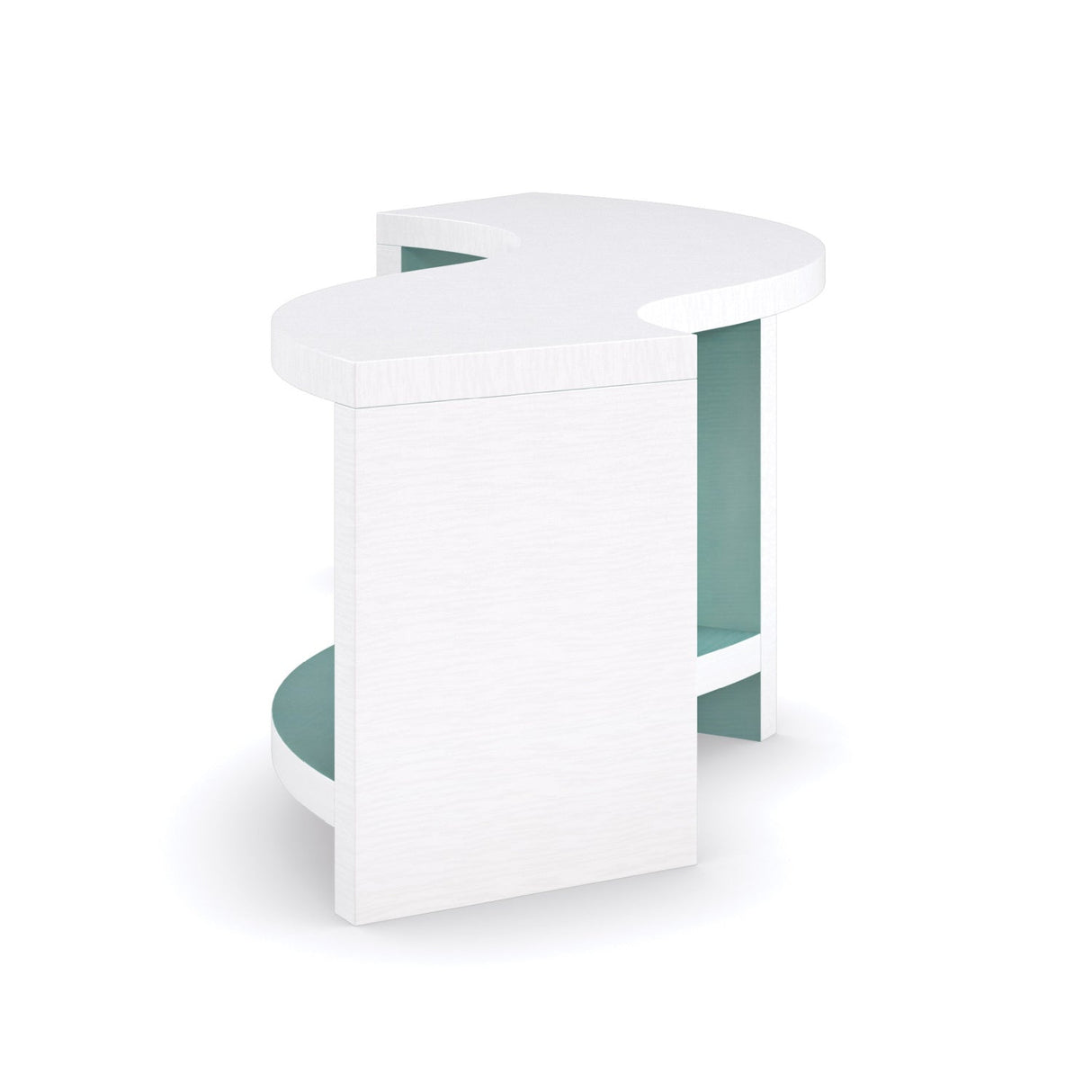 White S-Shaped Cocktail Table – Over Flow – rear view