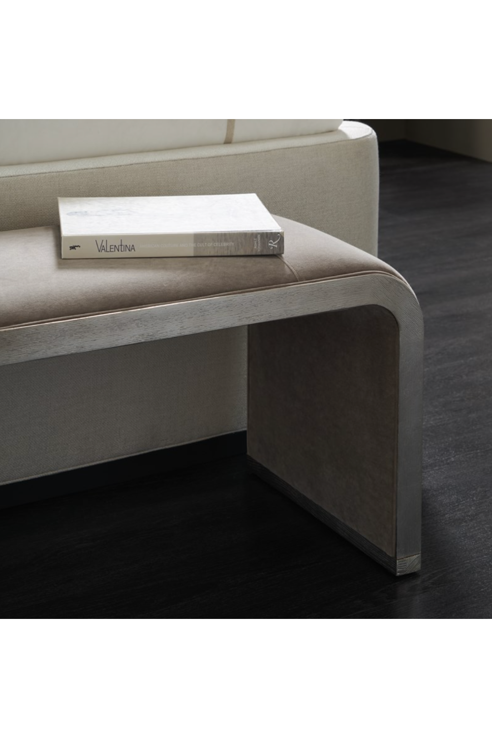 Taupe Velvet Bench – Traverse – alternate view 7