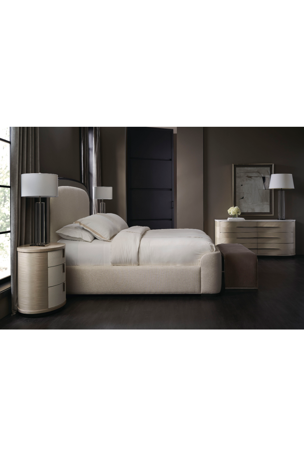 Taupe Velvet Bench | Caracole Traverse | Oroa.com