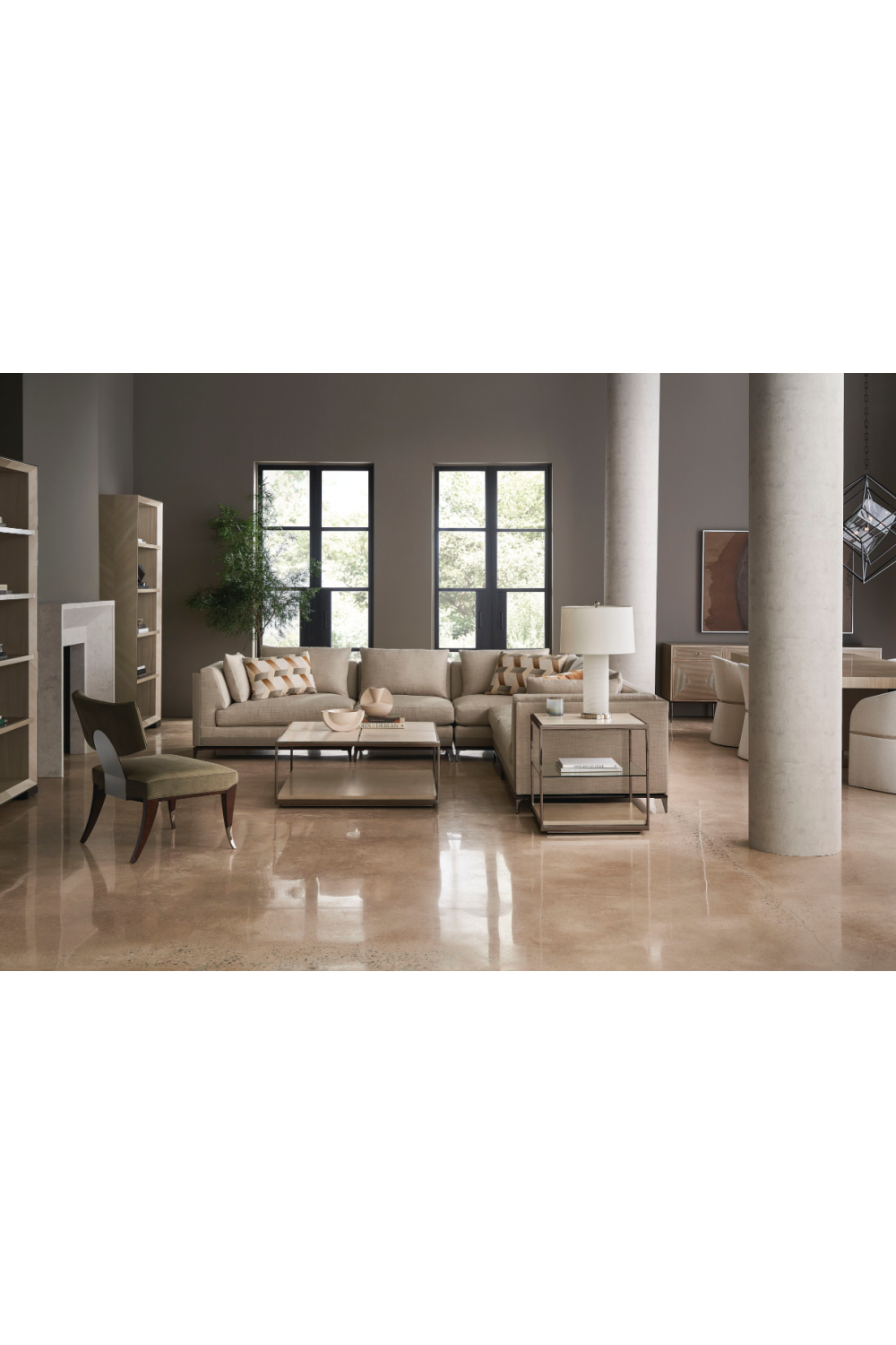 Cream Travertine Cocktail Table | Caracole Cartesian | Oroa.com