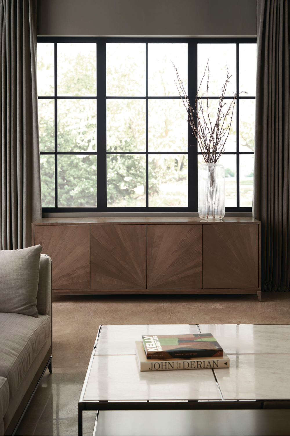 Cream Travertine Cocktail Table | Caracole Cartesian | Oroa.com