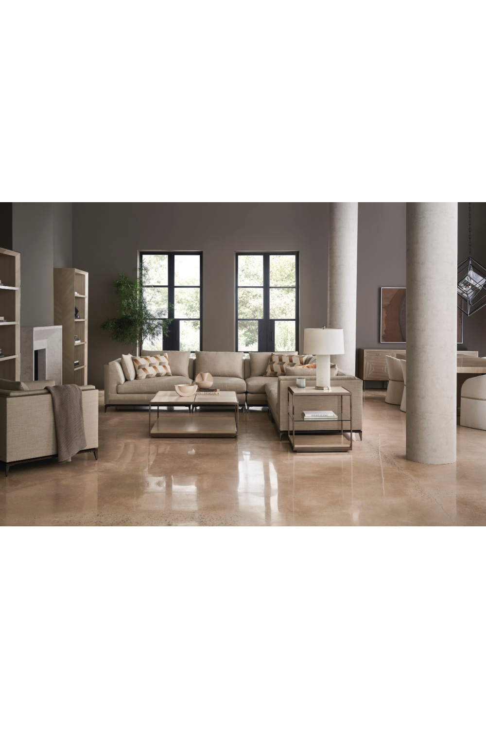 Bronze Glass Shelf Bookcase | Caracole High Rise | Oroa.com