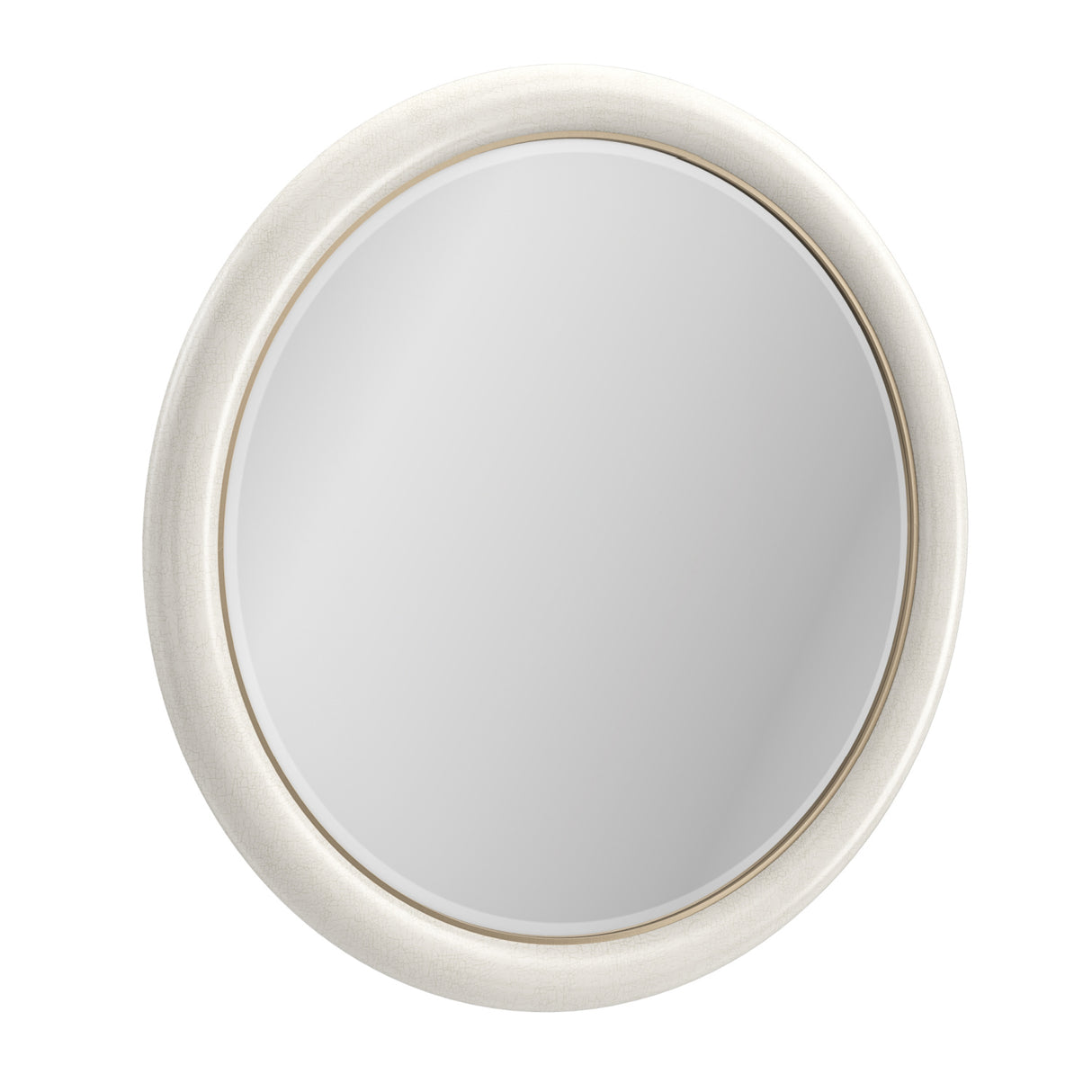 White Crackled Round Mirror | Oroa.com