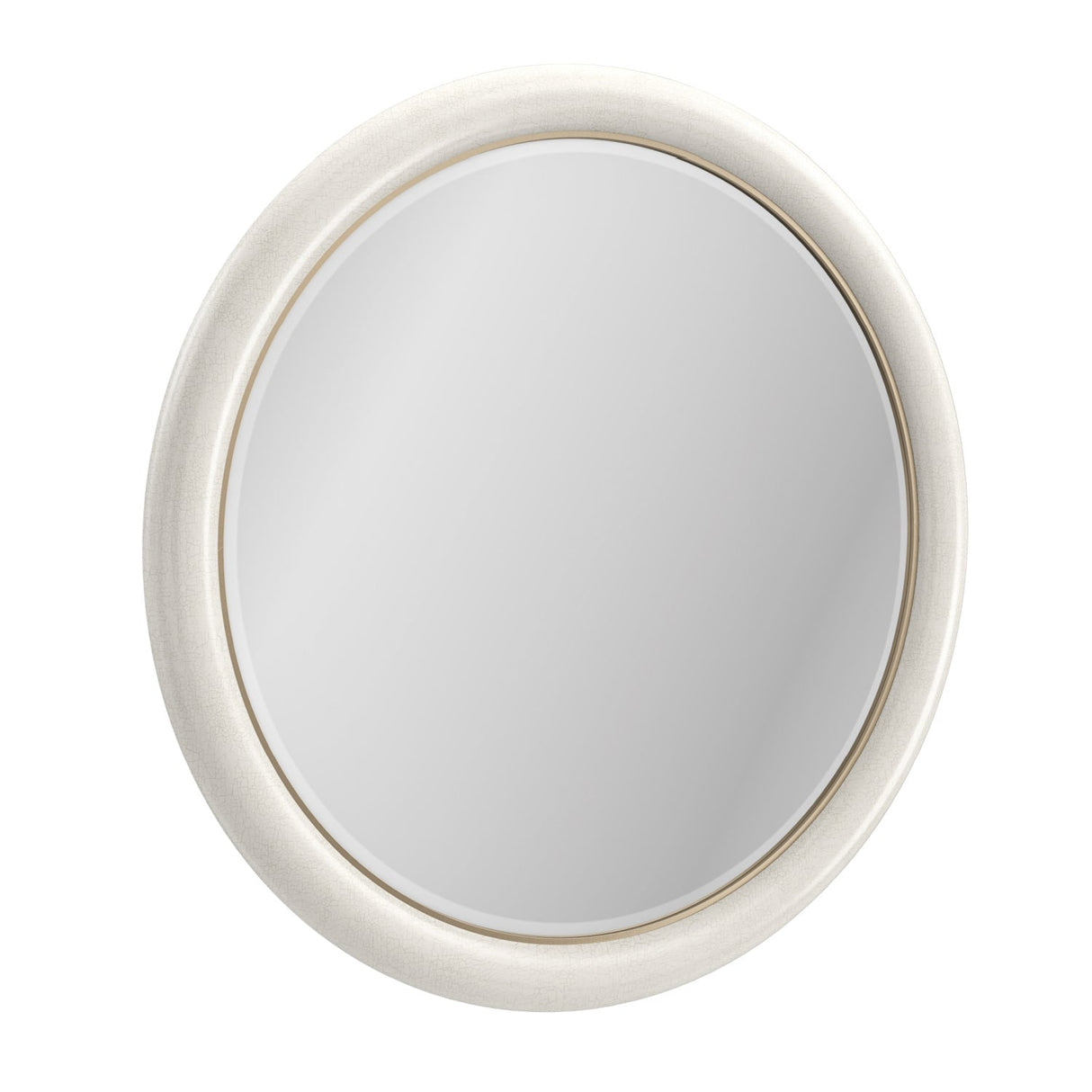 White Crackled Round Mirror – Perseus – front view