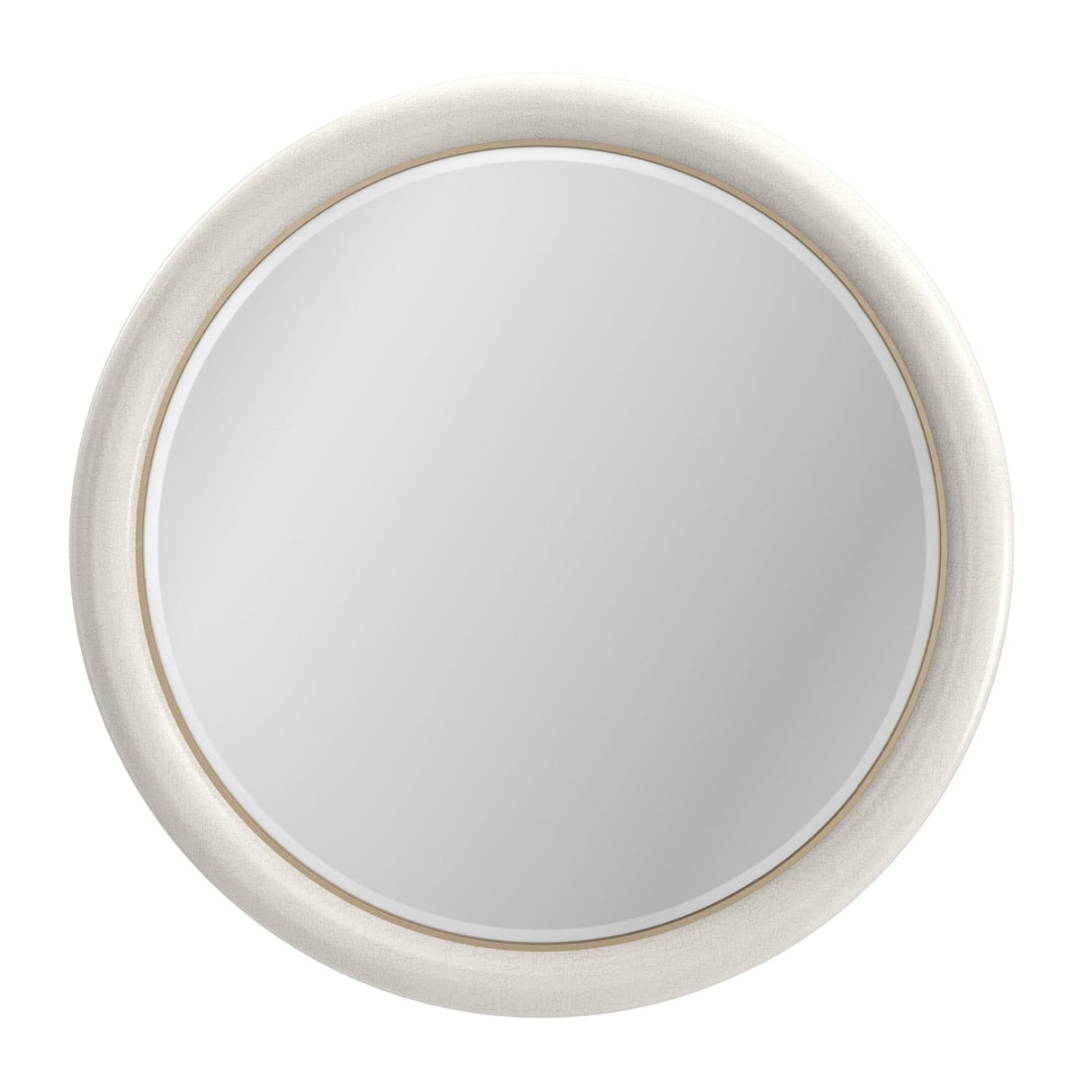 White Crackled Round Mirror – Perseus – side view
