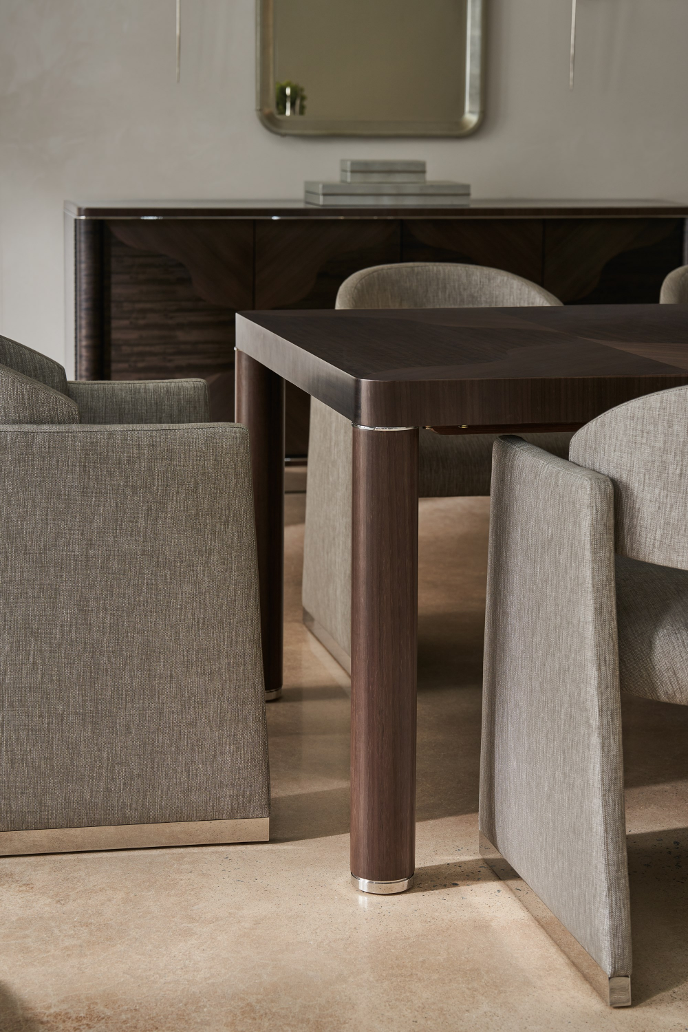 Gray Geometrical Dining Chair | Caracole Polish Off | Oroa.com