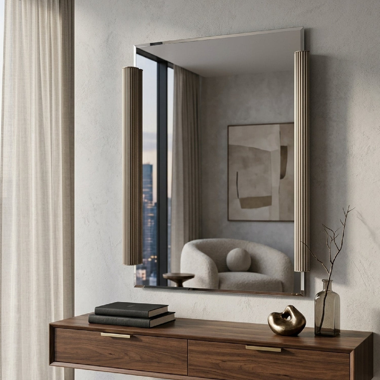Fluted Side Beveled Mirror – Love To Look! – angled view