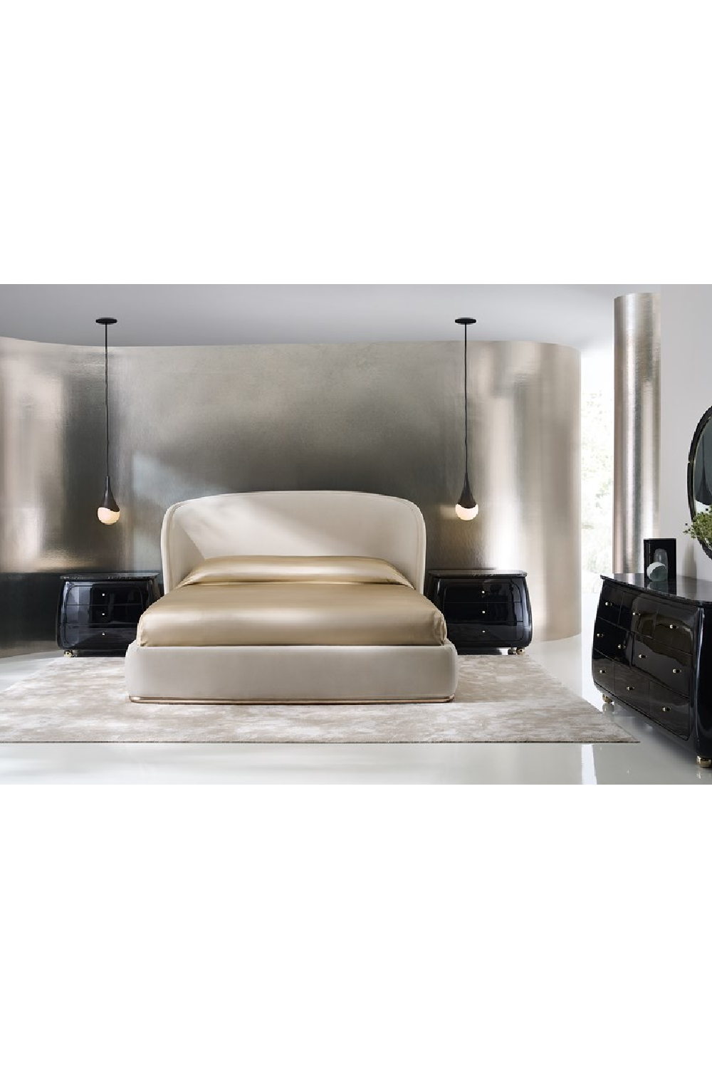 Black Stone Round Mirror | Caracole Cabochon | Oroa.com